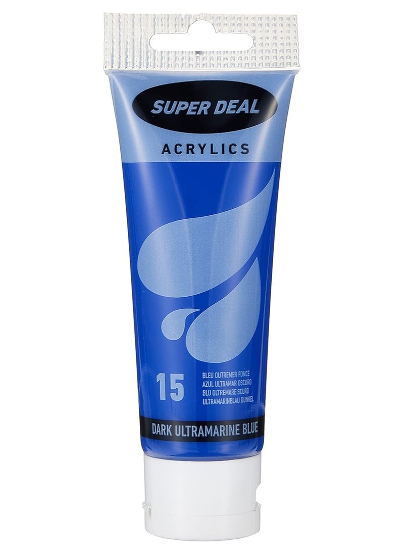 SUPER DEAL - SUPER DEAL SD 4212-15 75ml Acrylic Color Paint Tube, Dark Ultramarine Blue - Image 1