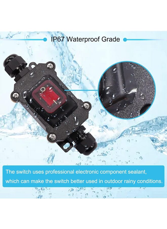 مفتاح سلكي داخلي 12 فولت تيار مستمر 20 أمبير DPST 4 سنون 2 وضع تشغيل وإيقاف مفتاح تبديل خارجي مع زر هزاز ضوء أحمر، خط دخول وخروج من الجانبين (اللون: أحمر) - Image 4