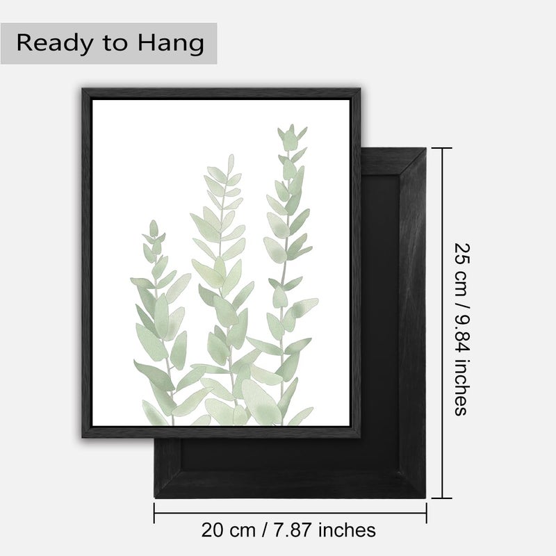 Drsoum Framed Botanical Plant Canvas Wood Wall Art Light Green Sage Wall Decor Eucalyptus Leaf Picture for Home 8â€x 10â€ x 4pcs Black Framed - Image 4