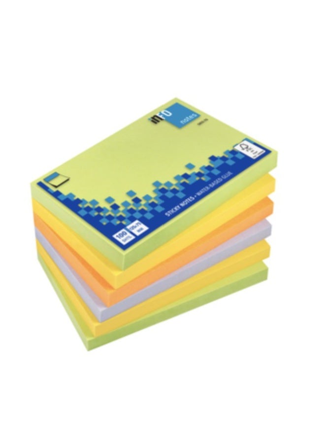 infonotes - STICKY NOTES, 75x125 mm, Yellow, 100 sheets, pack of 6 "Spring" color made in germany - Image 1