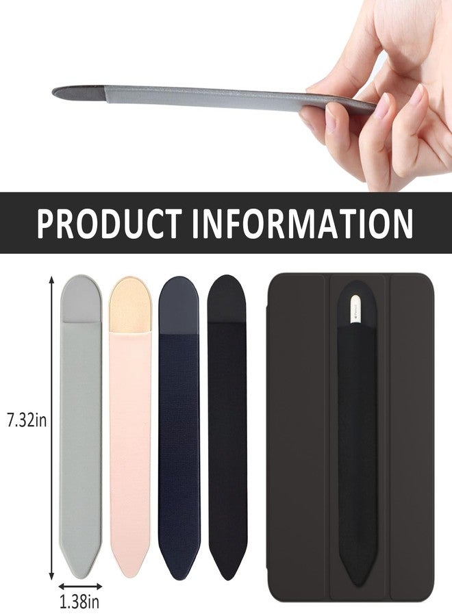 4 قطع من حوامل أقلام اللمس المرنة ذاتية اللصق، متوافقة مع قلم Apple Pencil من الجيل الأول والثاني، وأغطية أقلام الأجهزة اللوحية، متوفرة باللون الأسود والوردي والرمادي والأزرق، لأجهزة iPad وملحقات أقلام اللمس. - Image 3