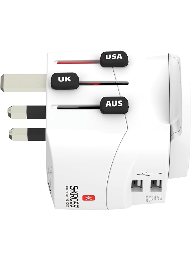 Skross Pro 2xA Light USB World Adapter, White - Image 1