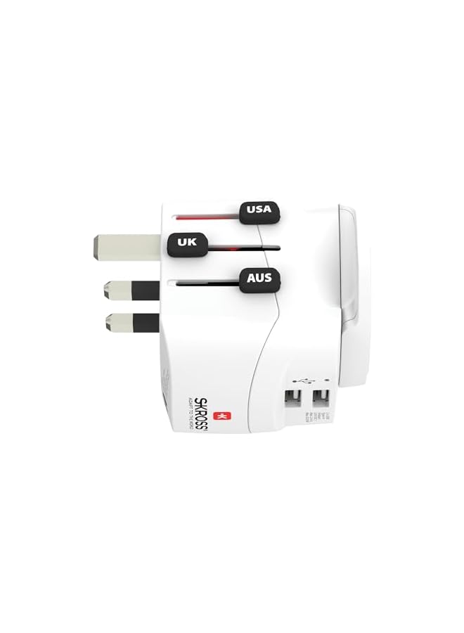 Skross Pro 2xA Light USB World Adapter, White - Image 2