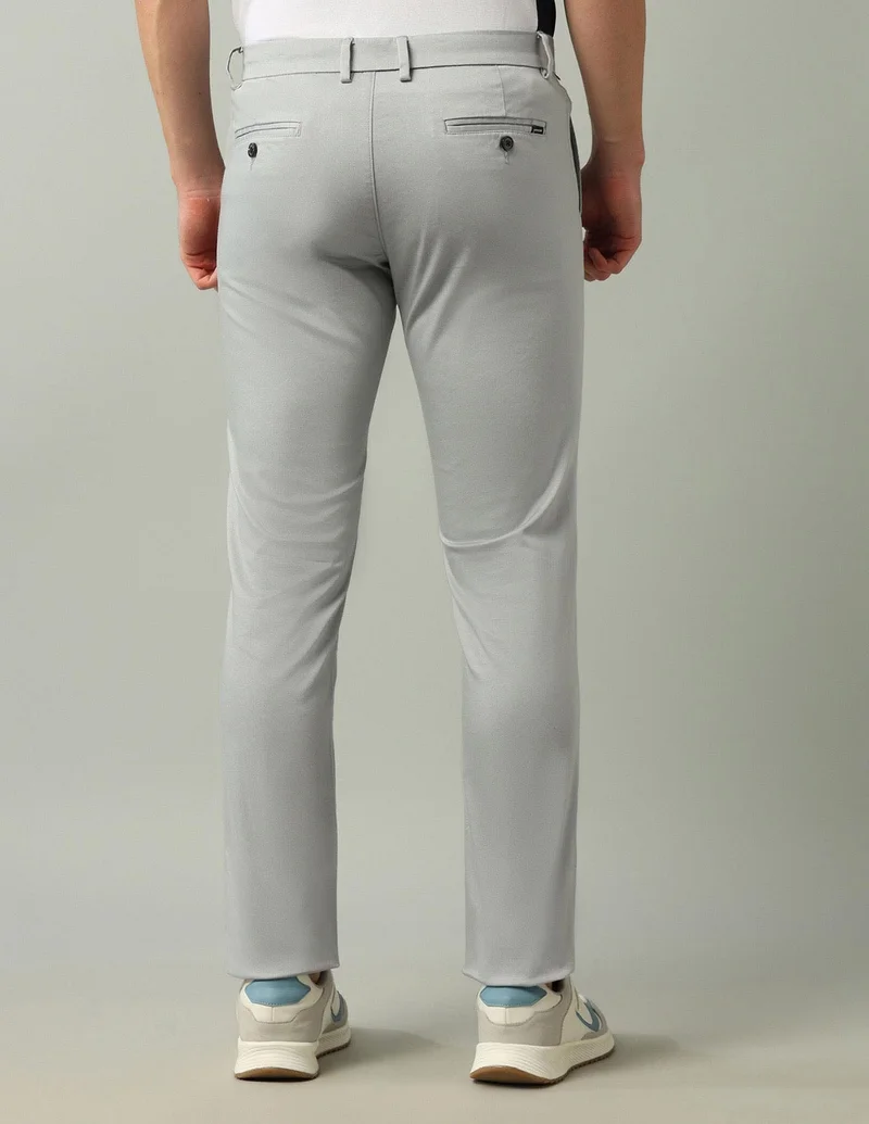 Arrow Light grey Solid Twill Trousers for Men | Best Price UAE