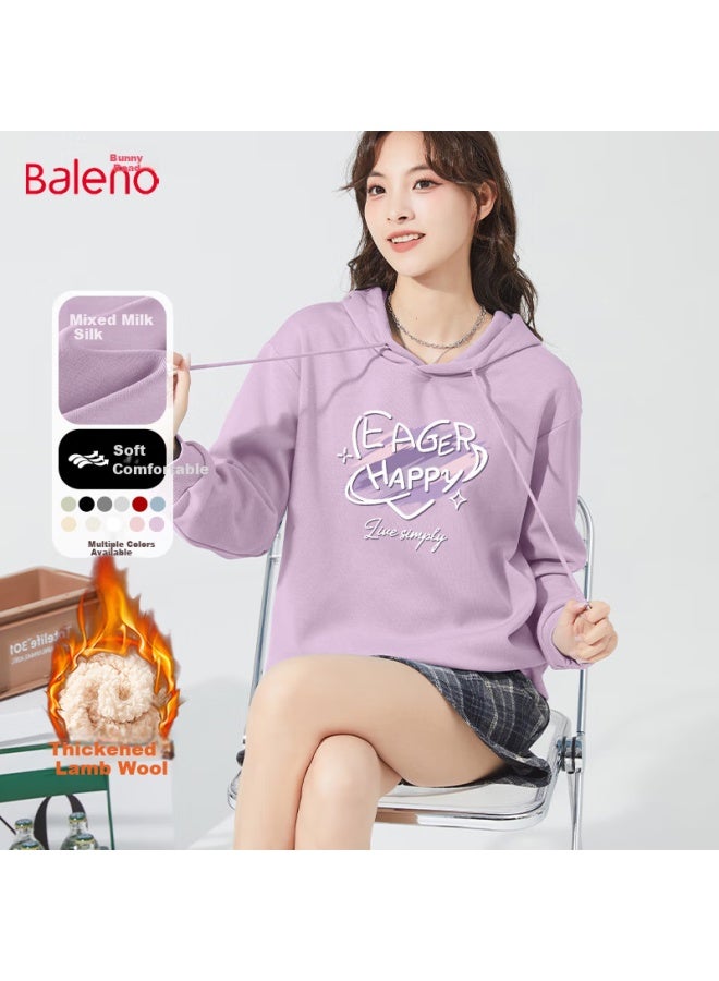 Baleno Baleno Lamb Wool Hooded Sweater Women's Autumn Winter Thickened Fleece Warm Jacket Coat  - Image 1