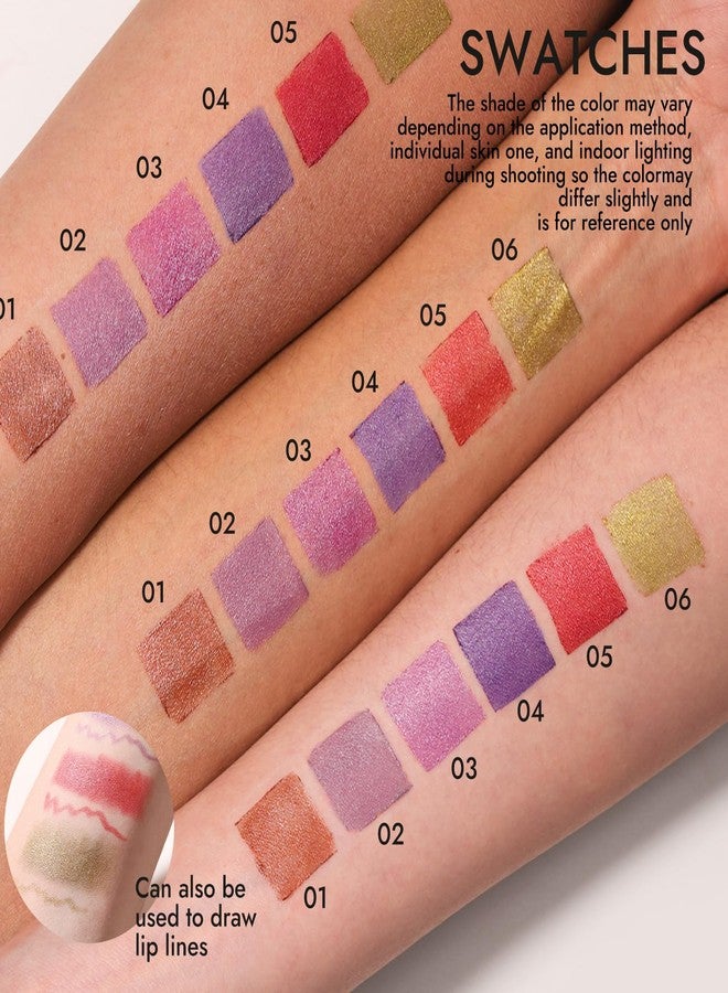 YOUNG VISION Shimmering Metallic Lipstick Set - 6-Piece Copper and Shimmer Lip Liner Color Collection, Long-lasting Bold Shine, Smooth Texture for Sculpted Lips - Image 3