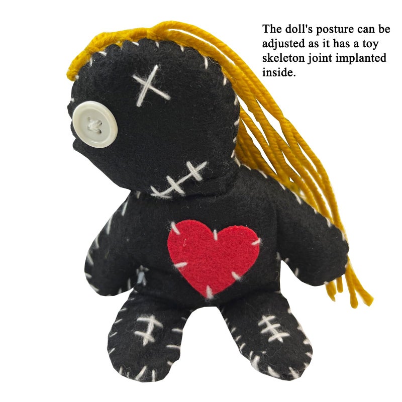 Stitch-Witch 6.2" Handmade Empath Protection Poppet Voodoo Doll, Halloween Decor, Witch Wicca Pagan Altar (Dark Golden Blonde Hair) - Image 4