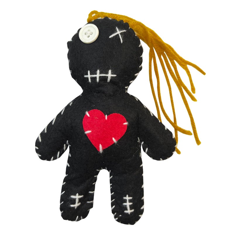 Stitch-Witch 6.2" Handmade Empath Protection Poppet Voodoo Doll, Halloween Decor, Witch Wicca Pagan Altar (Dark Golden Blonde Hair) - Image 5
