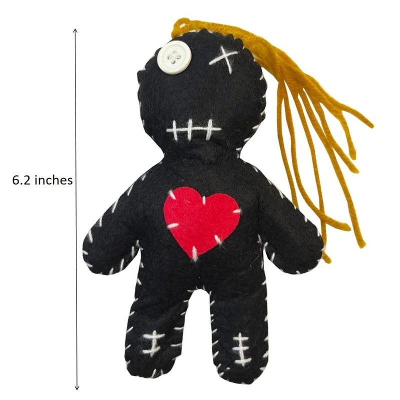 Stitch-Witch 6.2" Handmade Empath Protection Poppet Voodoo Doll, Halloween Decor, Witch Wicca Pagan Altar (Dark Golden Blonde Hair) - Image 2