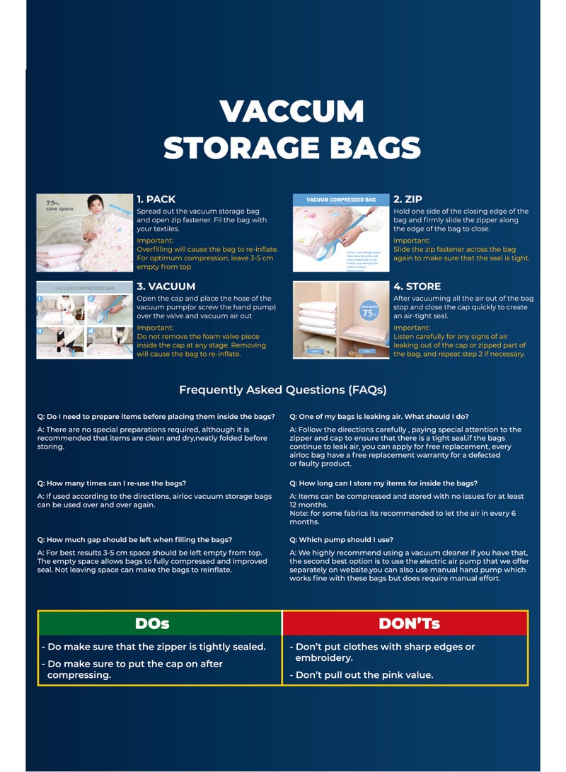 9-Pack Vacuum Storage Bags, 3-Size Set (60x40cm, 70x50cm, 80x60cm) - Space Saver Compression Bags for Clothes & Bedding - Image 4