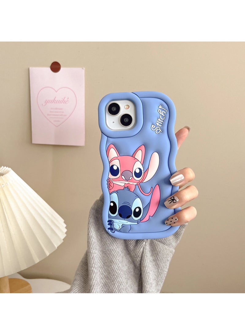 Lilo and Stitch Cartoon 3D Wavy Soft Silicone Phone Case for Iphone 14 Pro Max (Pink) - Image 4