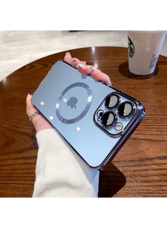 kelleia Kalaio غطاء Iphone 14 Pro Max، غطاء Iphone 14 Pro Max المغناطيسي المطلي بالكهرباء مع فيلم عدسة الكاميرا، غطاء واقي رقيق جدًا كامل الحماية ضد الصدمات، أزرق - Image 1
