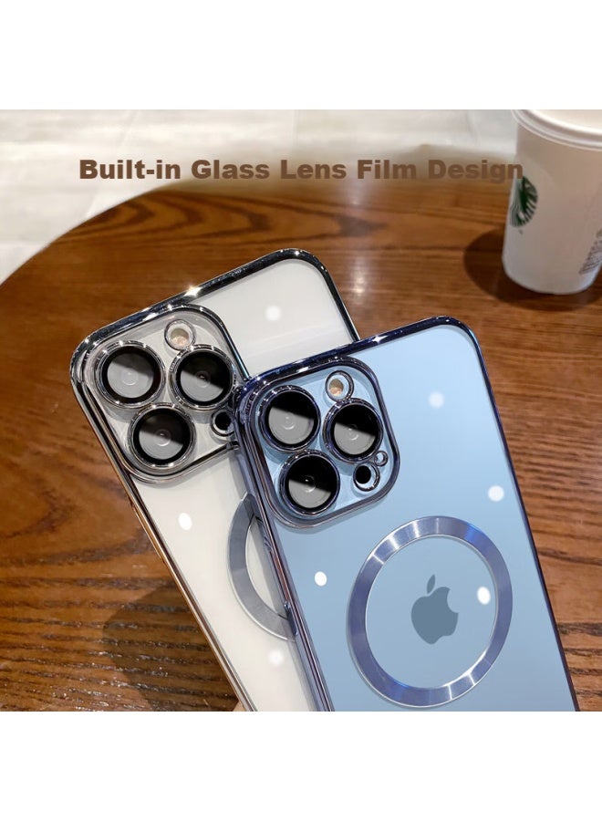 kelleia Kalaio غطاء Iphone 14 Pro Max، غطاء Iphone 14 Pro Max المغناطيسي المطلي بالكهرباء مع فيلم عدسة الكاميرا، غطاء واقي رقيق جدًا كامل الحماية ضد الصدمات، أزرق - Image 2