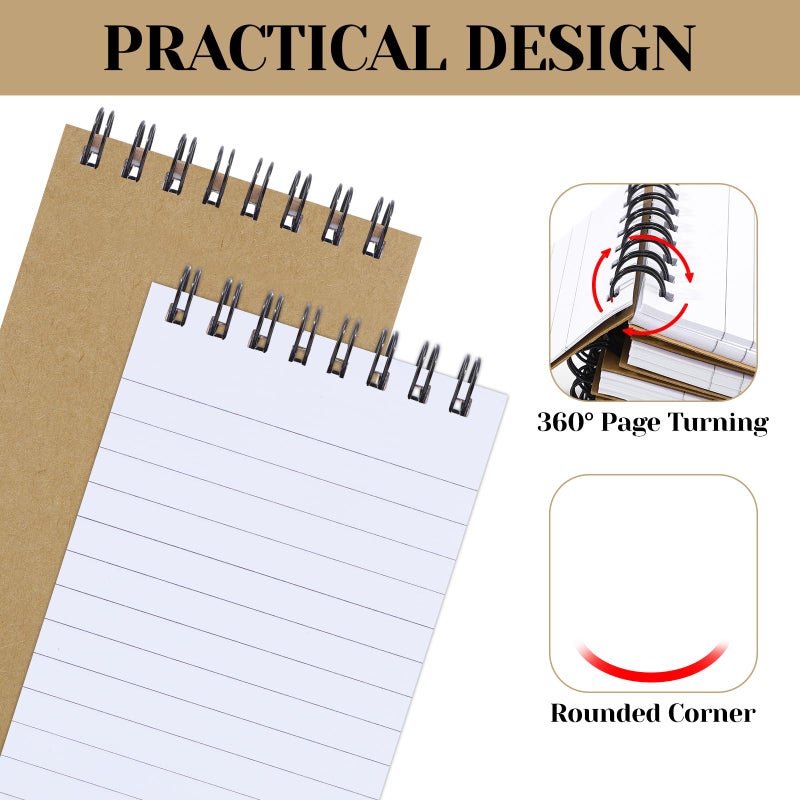 Thboxes 8 Pack Pocket Notebook, 3x5 Small Spiral Notebooks with 60 Sheets/120 Lined Pages Small Notebook Spiral Notepads Mini Note Pads Notebooks for School Office (Brown) - Image 4