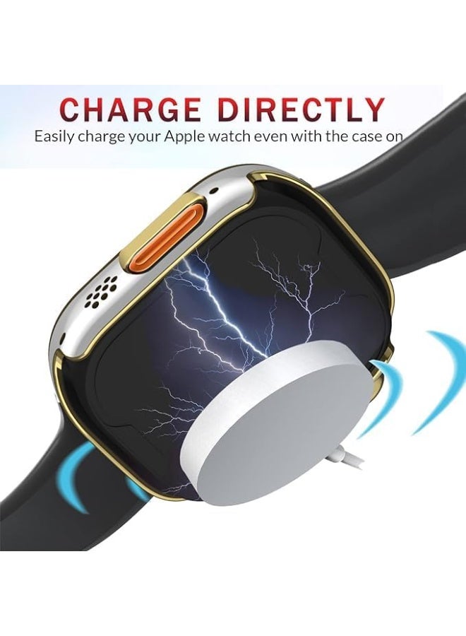 Waterproof Case 49mm for Apple Watch Ultra Waterproof HD Screen Protector Bumper Stylish Dual Color Full Protection Cover for Apple Watch 49mm Band Accessories (White&Gold) - Image 2