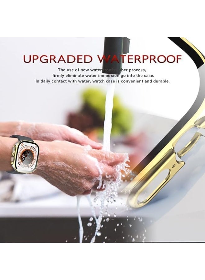 Waterproof Case 49mm for Apple Watch Ultra Waterproof HD Screen Protector Bumper Stylish Dual Color Full Protection Cover for Apple Watch 49mm Band Accessories (White&Gold) - Image 3
