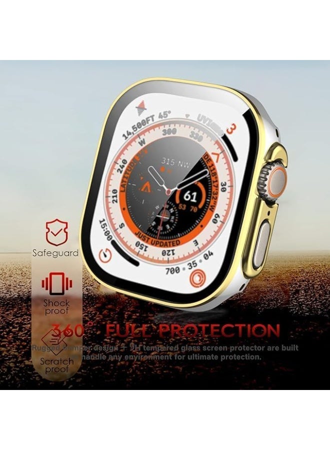 Waterproof Case 49mm for Apple Watch Ultra Waterproof HD Screen Protector Bumper Stylish Dual Color Full Protection Cover for Apple Watch 49mm Band Accessories (White&Gold) - Image 5