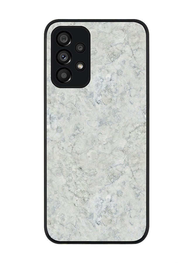 Stylizedd Rugged Black edge case for Samsung Galaxy A73 5G Slim fit Soft Case Flexible Rubber Edges Anti Drop TPU Gel Thin Cover - Marble Texture White - Image 1