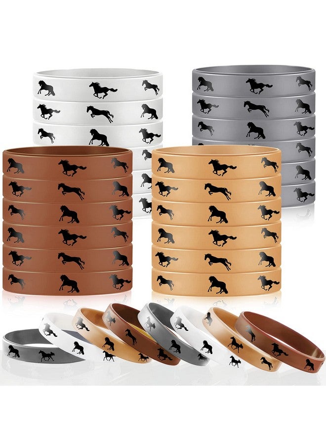 زانماي 48 قطعة من الأساور المطاطية لحفلات الخيل، أساور مطاطية لهدايا الديربي، أساور من السيليكون لعشاق الخيول، مستلزمات حفلات أعياد الميلاد (ألوان غنية) - Image 1