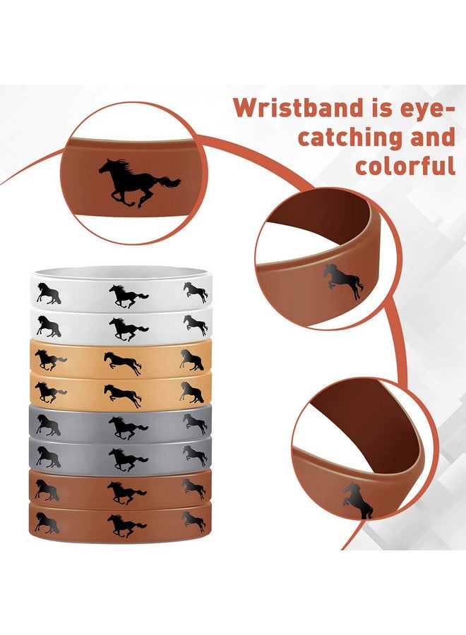 زانماي 48 قطعة من الأساور المطاطية لحفلات الخيل، أساور مطاطية لهدايا الديربي، أساور من السيليكون لعشاق الخيول، مستلزمات حفلات أعياد الميلاد (ألوان غنية) - Image 3