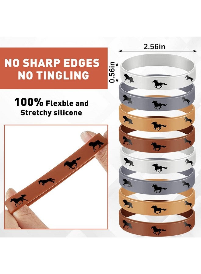 زانماي 48 قطعة من الأساور المطاطية لحفلات الخيل، أساور مطاطية لهدايا الديربي، أساور من السيليكون لعشاق الخيول، مستلزمات حفلات أعياد الميلاد (ألوان غنية) - Image 2