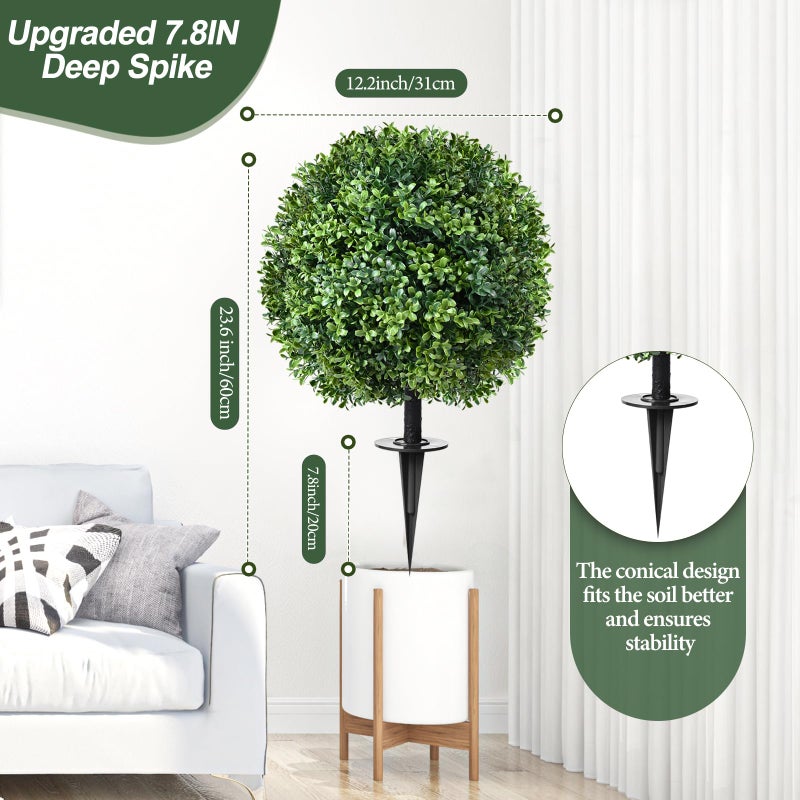 FAJUNZH Artificial Topiary Bushes for Outdoors with Spike, Boxwood Ball Fake Shrubs UV Resistant Faux Plants for Indoor Outdoor Fall Thanksgiving Halloween Decor (Artificial Topiary Boxwood Ball Tree) - Image 4