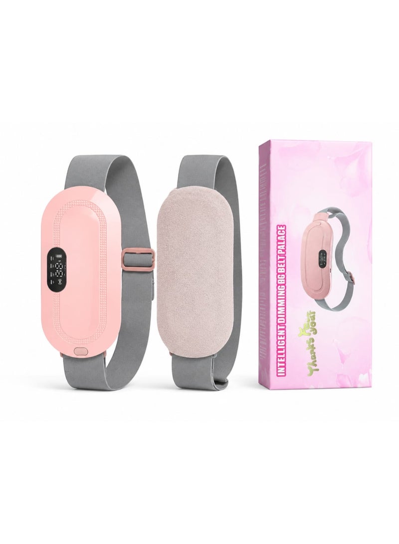 Cordless Rechargeable Menstrual Heating Pad for Period Pain Relief, Waist Belt with 3 Heat Levels and 4 Massage Modes, LED Display, Portable for Women - Image 1