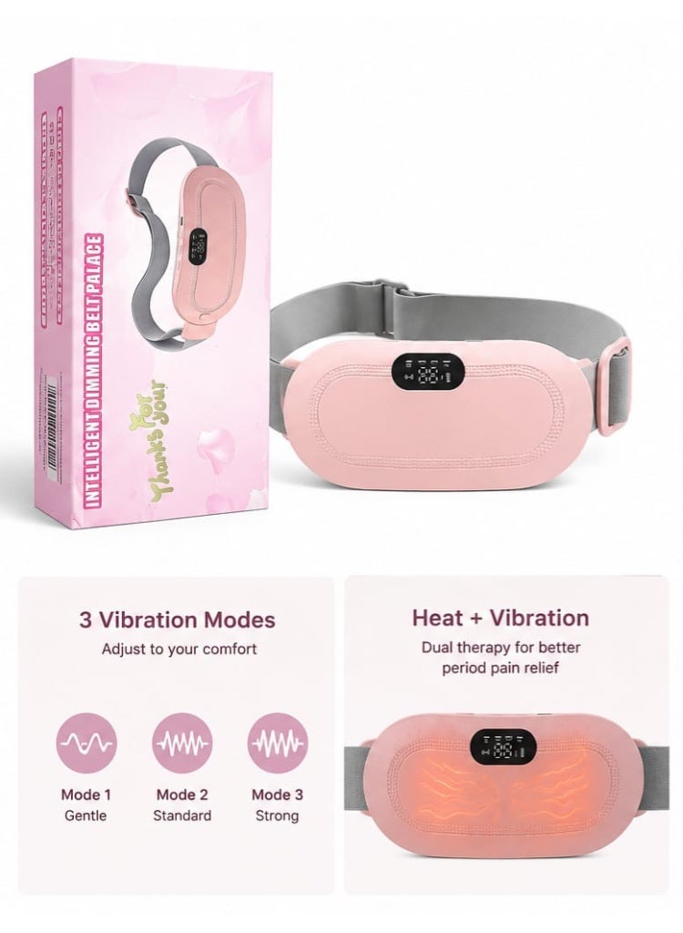 Cordless Rechargeable Menstrual Heating Pad for Period Pain Relief, Waist Belt with 3 Heat Levels and 4 Massage Modes, LED Display, Portable for Women - Image 3