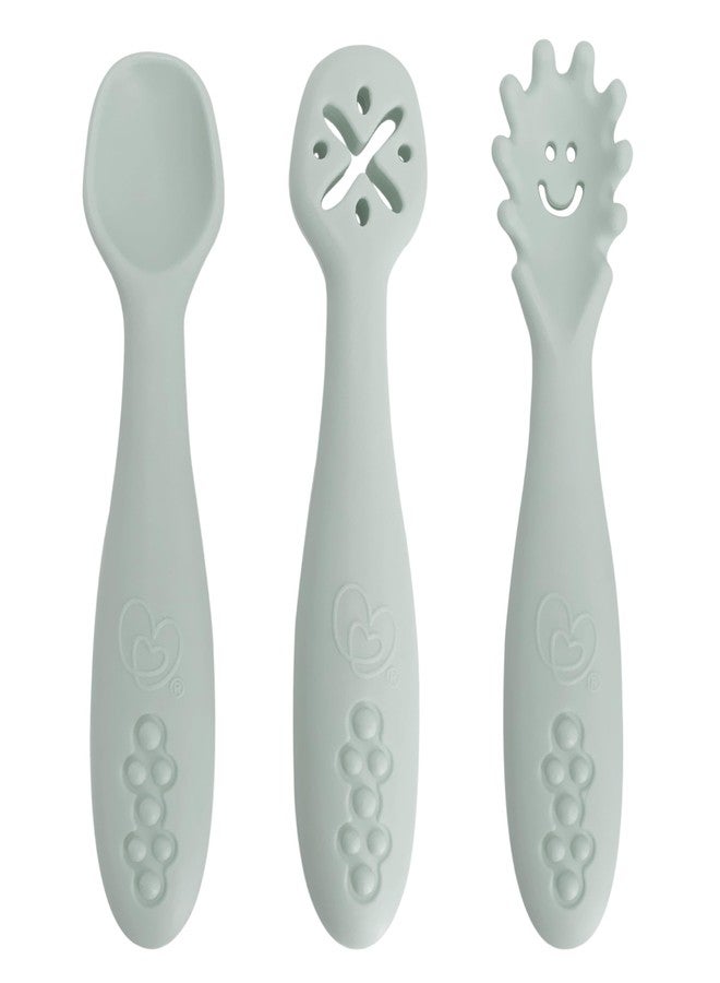 Dreambaby Scoop Mash and Twist Silicone Baby Spoon Set - 3 Stage Toddler Utensils for Baby Led Weaning - Soft Bite Training Spoons, Seafoam - Image 1