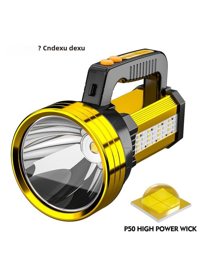 Led Flashlight P50 Home Camping Emergency Charging Portable Patrol Fishing Searchlight-Color:Z11-55 Wick With Side Lights USB Two Lithium Battery + Data Line + Strap】 - Image 1