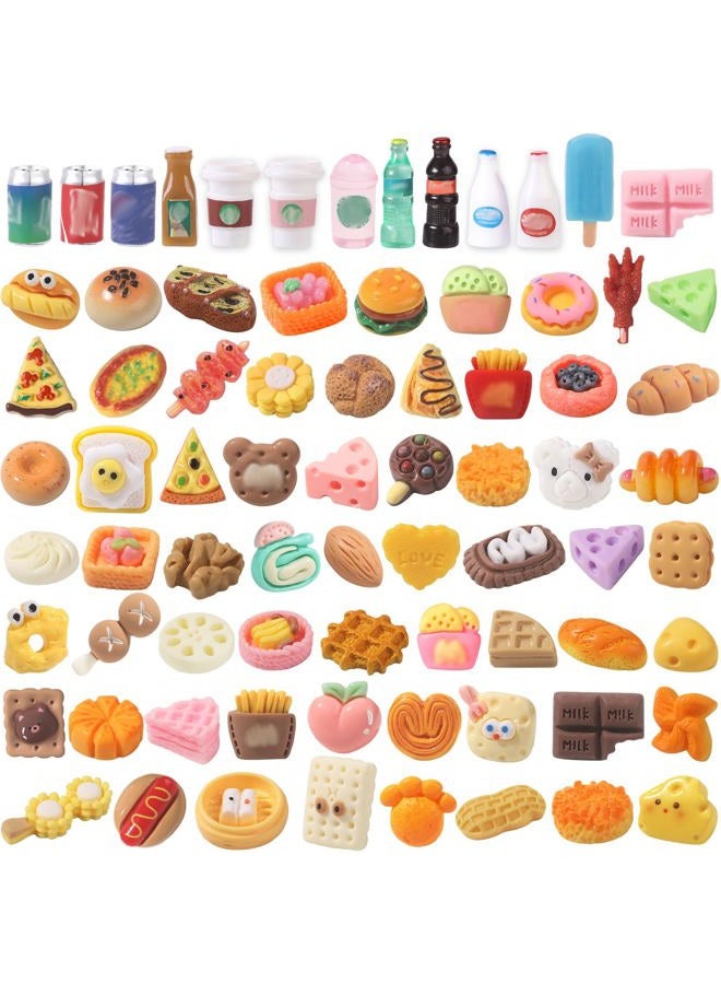 DULEFUN 100pcs Miniature Foods Drink Bottles Toys, Mixed Mini Resin Food Drinks Figures Pretend Play Kitchen Game Party Favor Toy for Dollhouse Accessories Decorations - Image 1