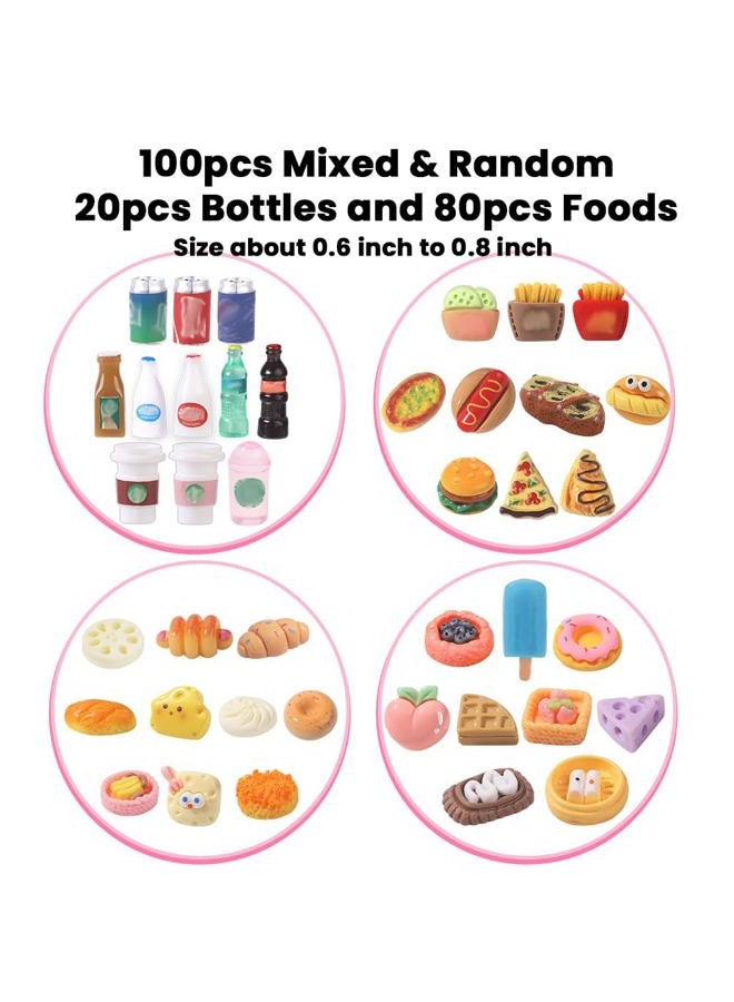 DULEFUN 100pcs Miniature Foods Drink Bottles Toys, Mixed Mini Resin Food Drinks Figures Pretend Play Kitchen Game Party Favor Toy for Dollhouse Accessories Decorations - Image 3