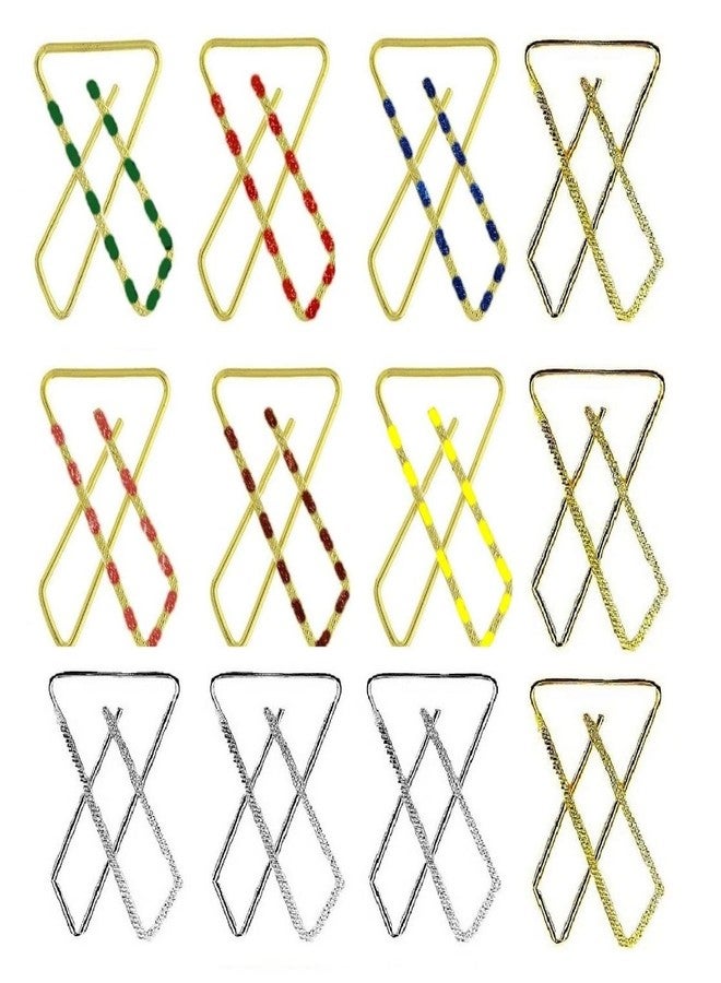 VAMA FASHIONS Gold plated Multicolour heavy safety saree brooch X pins clip on all colour Hijab pin for Women - Image 1