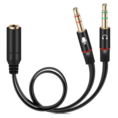 STRIFF TwinAudio 3.5mm Headphone Splitter for Computer 2 Male to 1 Female | Gold-Plated TRRS Audio Adapter | Supports Mic + Audio | Universal AUX Splitter for Mobile, Laptop, Tablet & PC - Black - Image 1