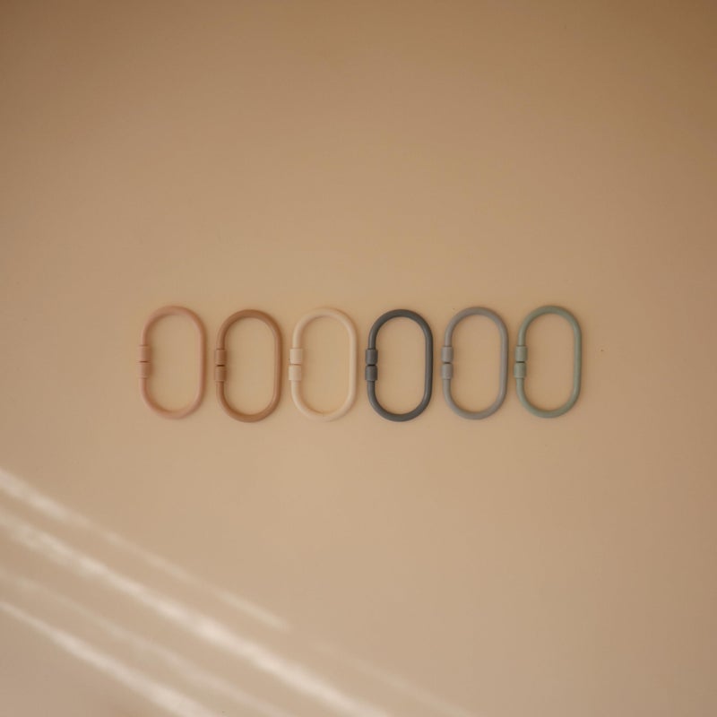 mushie Baby Chain Link Rings Toy 12-Count | Multiuse Car Seat Stroller Connecting Toy (Shifting Sand, Blush, Cambridge Blue) - Image 2