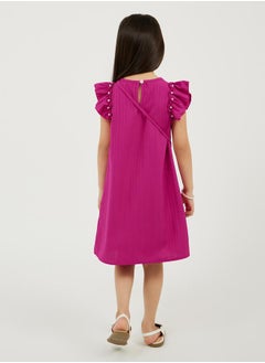 Styli Textured Knit Faux Pearl Detail Dress with Bag  - Image 4