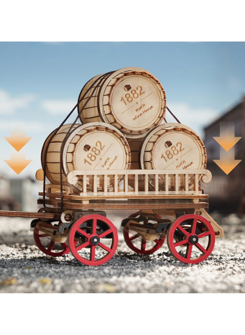 روكر نموذج محرك بخاري لسيارة كهربائية عتيقة ثلاثية الأبعاد، ألغاز تجميع خشبية ميكانيكية للمركبة - Image 3