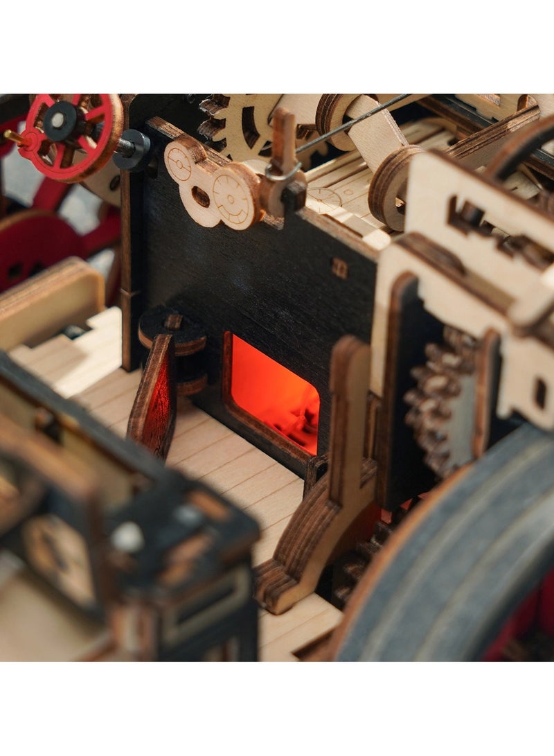 روكر نموذج محرك بخاري لسيارة كهربائية عتيقة ثلاثية الأبعاد، ألغاز تجميع خشبية ميكانيكية للمركبة - Image 4