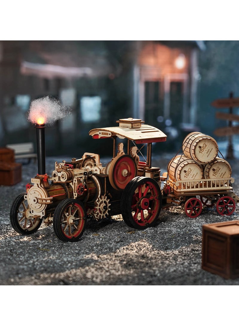 روكر نموذج محرك بخاري لسيارة كهربائية عتيقة ثلاثية الأبعاد، ألغاز تجميع خشبية ميكانيكية للمركبة - Image 1