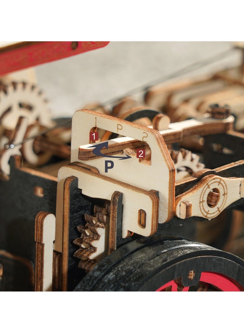 روكر نموذج محرك بخاري لسيارة كهربائية عتيقة ثلاثية الأبعاد، ألغاز تجميع خشبية ميكانيكية للمركبة - Image 5