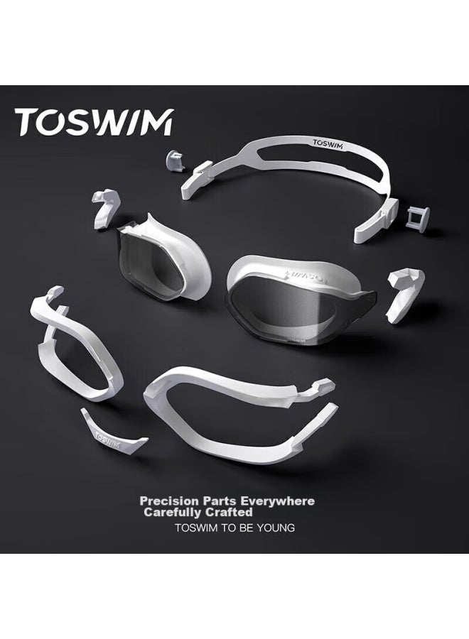 Toswim Myopia Swimming Goggles For Men And Women, High-definition Anti-fog Waterproof Left And Right Eye Prescription Swim Gl, Single Lens With Black Frame, Blue Coating, 200 Degrees - Image 5
