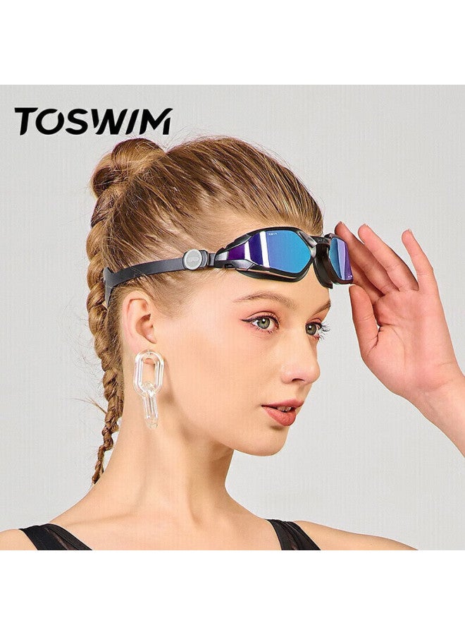 Toswim Myopia Swimming Goggles For Men And Women, High-definition Anti-fog Waterproof Left And Right Eye Prescription Swim Gl, Single Lens With Black Frame, Blue Coating, 200 Degrees - Image 3