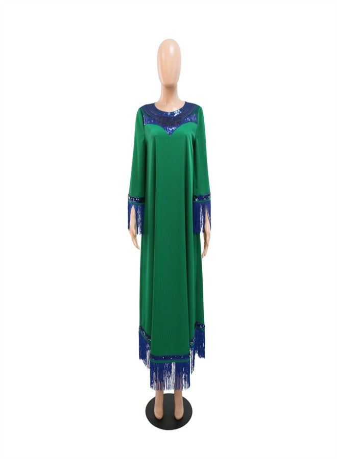 Loquat Tassel Sequin Dres Jalabiya  Musilms Green  - Image 2