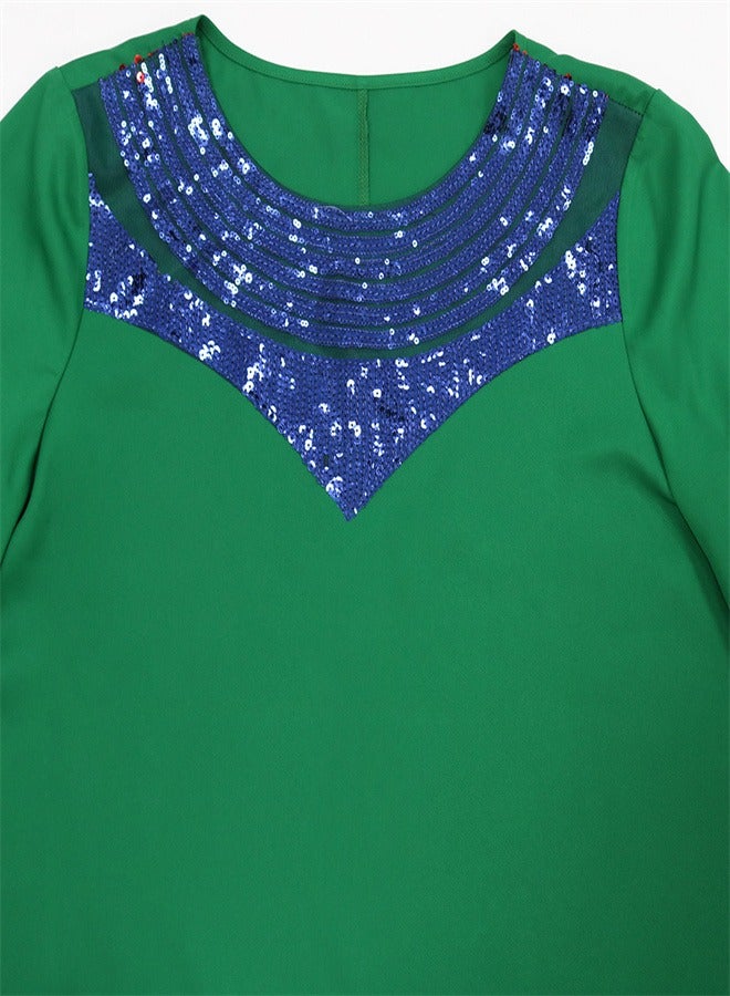 Loquat Tassel Sequin Dres Jalabiya  Musilms Green  - Image 3
