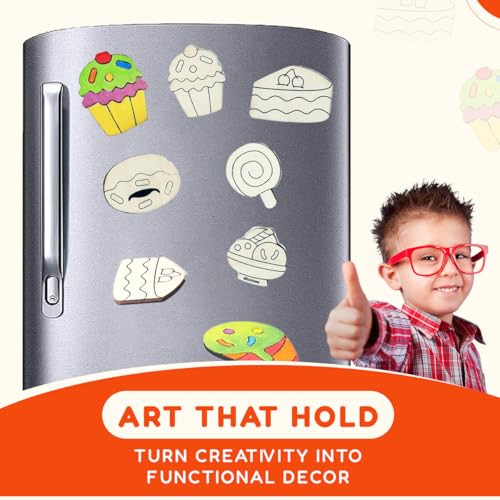 Shumee Wooden Dessert Themed Magnetic Art Kit | 6 Wooden Magnets, 6 Colours & 1 Brush | (3 Years+) | Kids Arts and Crafts Toy Montessori Paint Set | DIY Magnet Painting Craft Kit | Gifts for Kids - Image 2