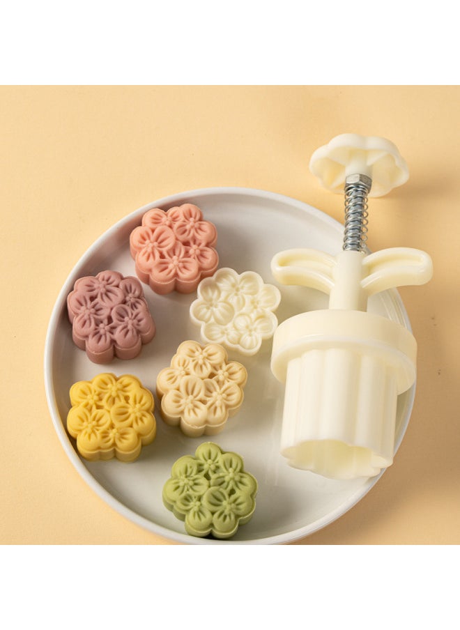 Generic - Osmanthus Mooncake Mold Style 2024 Pressing Ice Skin Hand Pressing Household Mung Bean Cake Flow Heart Mid-Autumn Chinese Style Cherry Blossoms-color:Lotus 50g 2 Pieces - Image 1