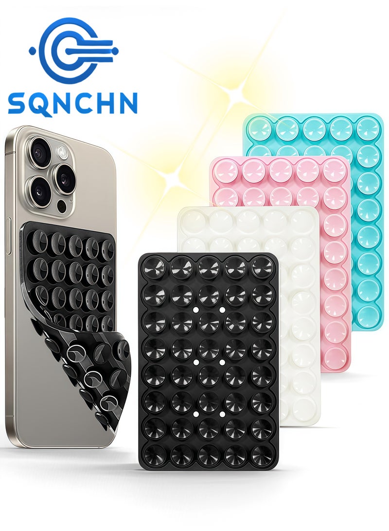 SQNCHN 4-Pack Premium Double-Sided Silicone Suction Phone Mount – Innovative Hands-Free Holder with Strong Grip for Selfies & Videos, Non-Slip, Fits iPhone & Android – 4 Stylish Colors  - Image 1