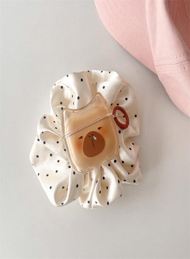 جراب سماعات شفاف لسماعات AirPods 4، جراب سيليكون TPU ناعم بتصميم وجه قطة لطيف، غطاء حماية لسماعات AirPods 4 بتصميم أذن قطة، مقاوم للصدمات - Capybara - Image 3
