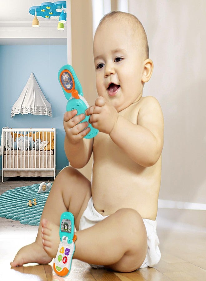 Caterbee Baby Cell Phone Toy with musicial and Light, Flip Phone Educational Toddler Toys (Orange) - Image 2