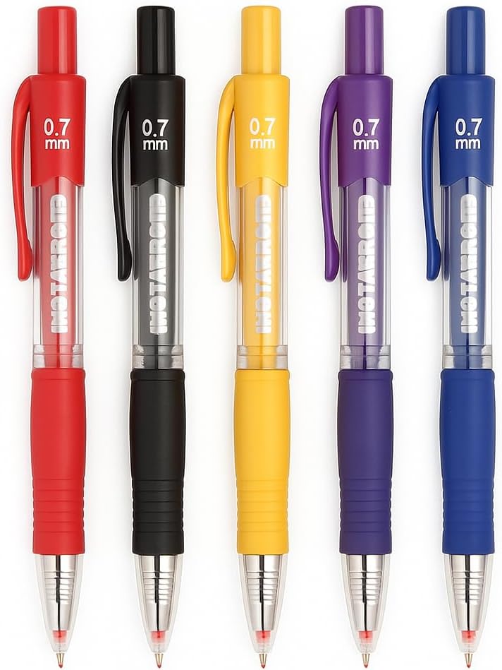 Fitto 5 Pcs 0.7mm Ball Point Gel Pens, 11cm, Assorted Colors - Image 1